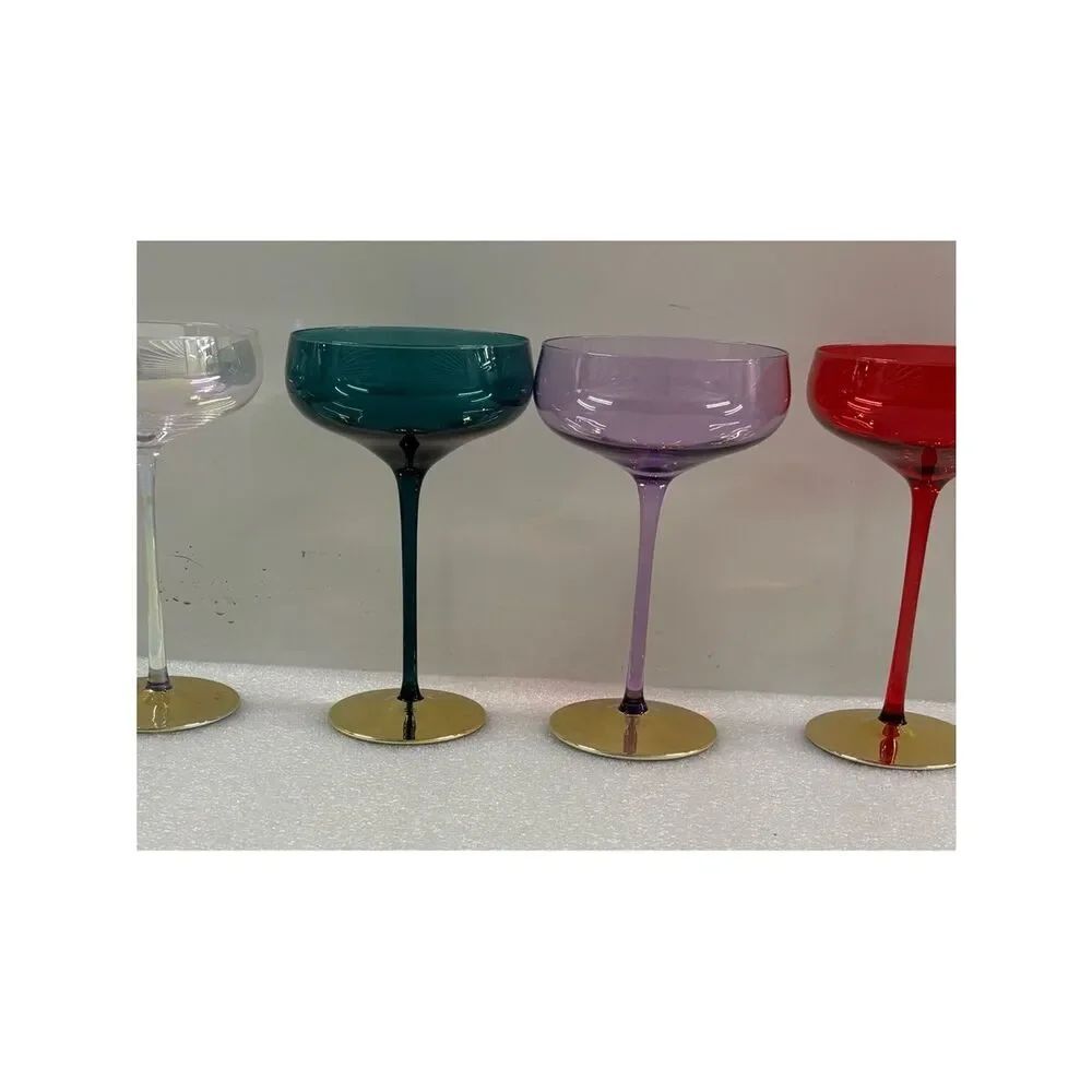Anthropologie Camille Coupe Glasses Set Of 4 Mixed Colors - Picture 2 of 8